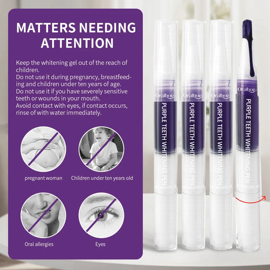 Purple Teeth Whitening Gel Pen – Instant Stain Remover & Color Corrector