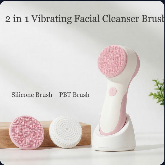 Hailicare 2-in-1 Electric Facial Cleansing Brush – Deep Pore Cleanser, Blackhead Remover & Vibrating Massage Tool (IPX6 Waterproof)