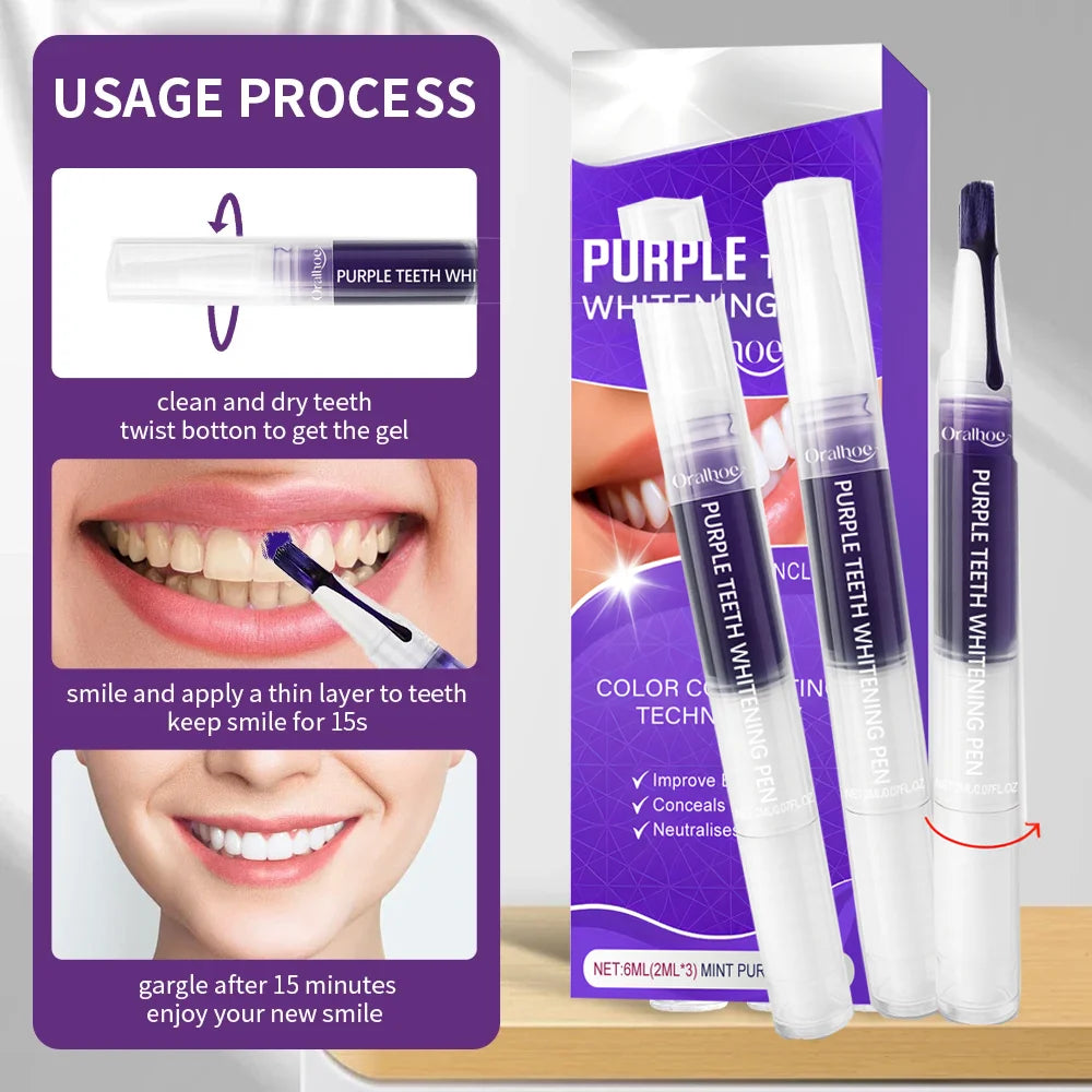 Purple Teeth Whitening Gel Pen – Instant Stain Remover & Color Corrector