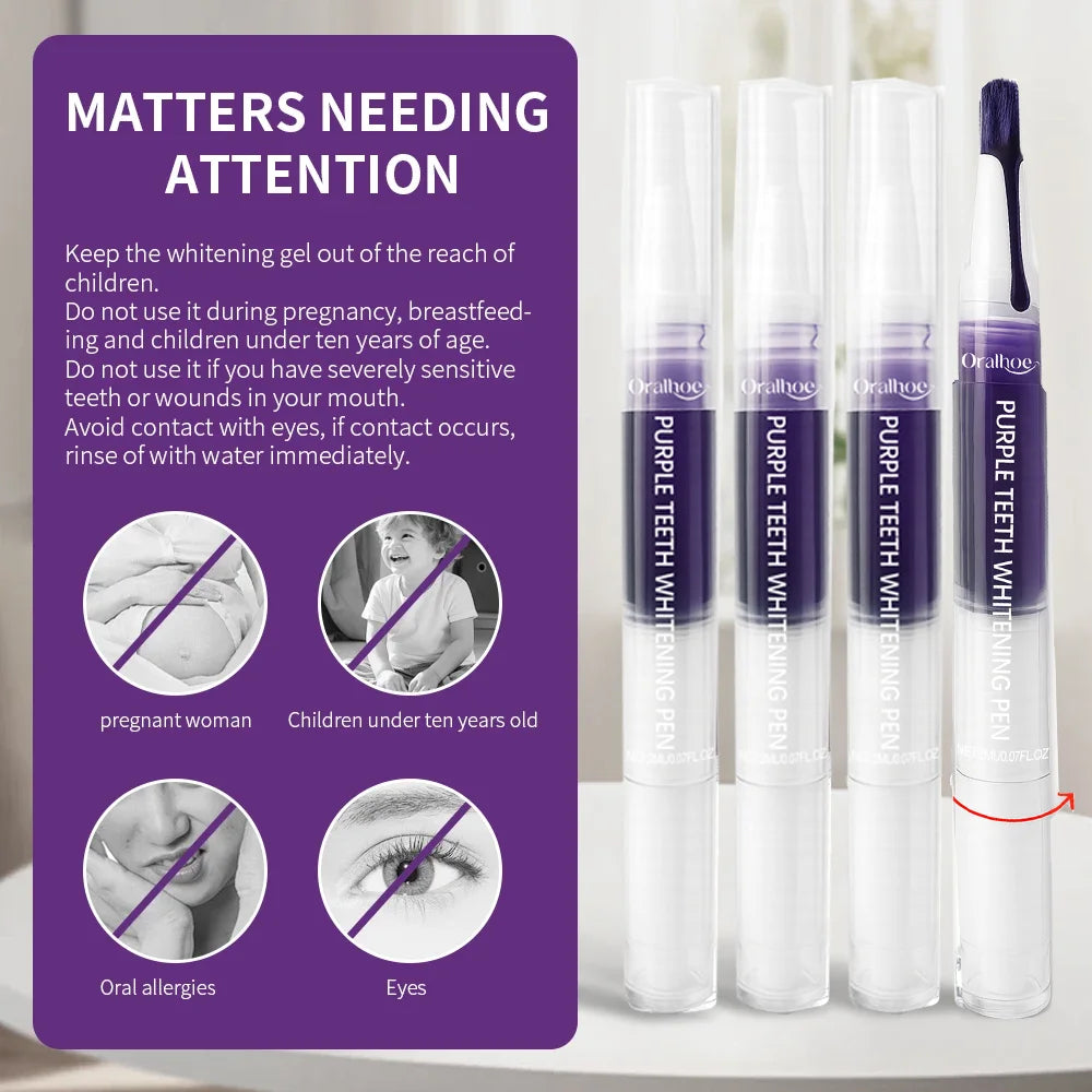 Purple Teeth Whitening Gel Pen – Instant Stain Remover & Color Corrector