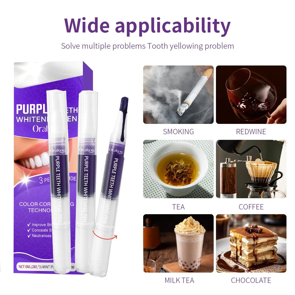 Purple Teeth Whitening Gel Pen – Instant Stain Remover & Color Corrector