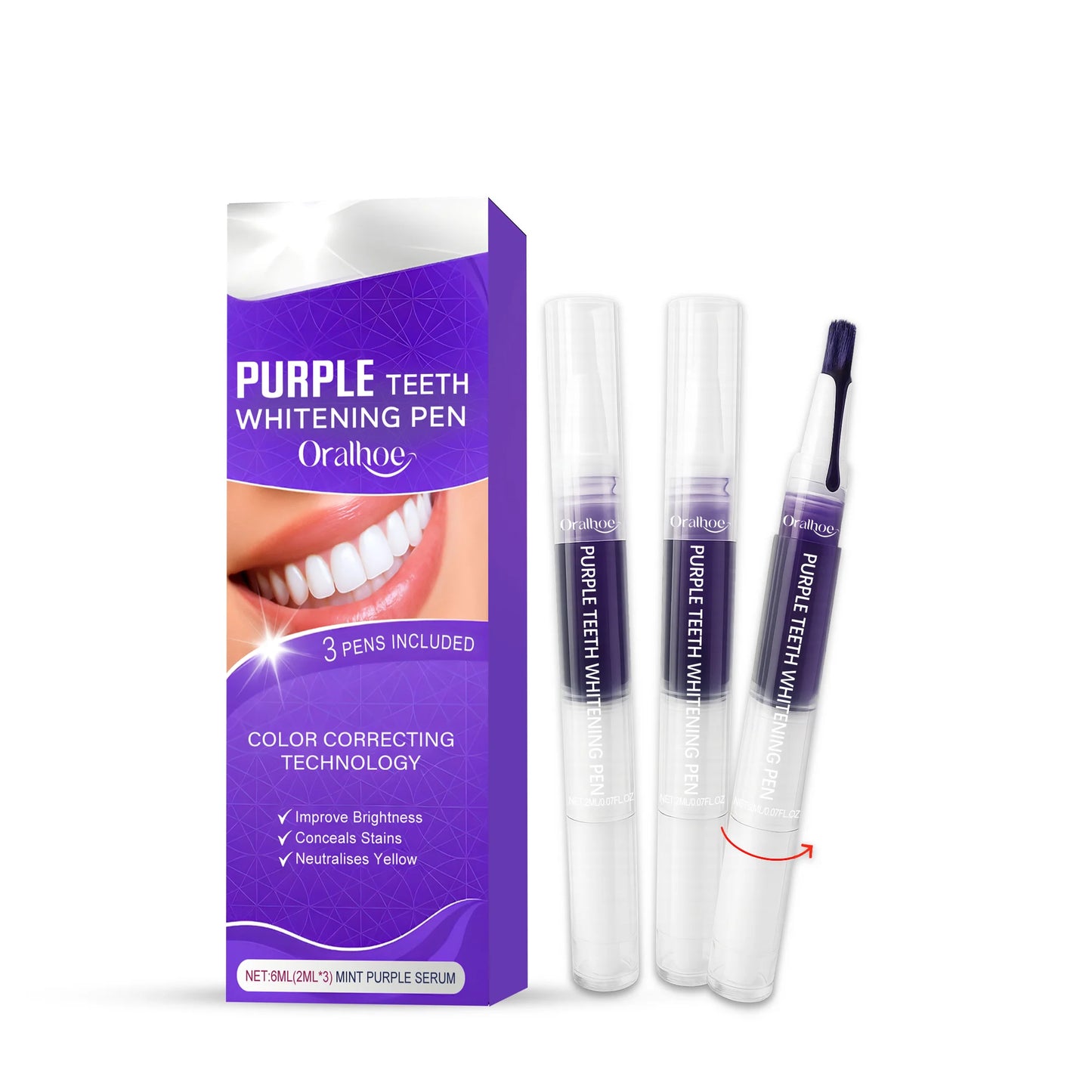 Purple Teeth Whitening Gel Pen – Instant Stain Remover & Color Corrector