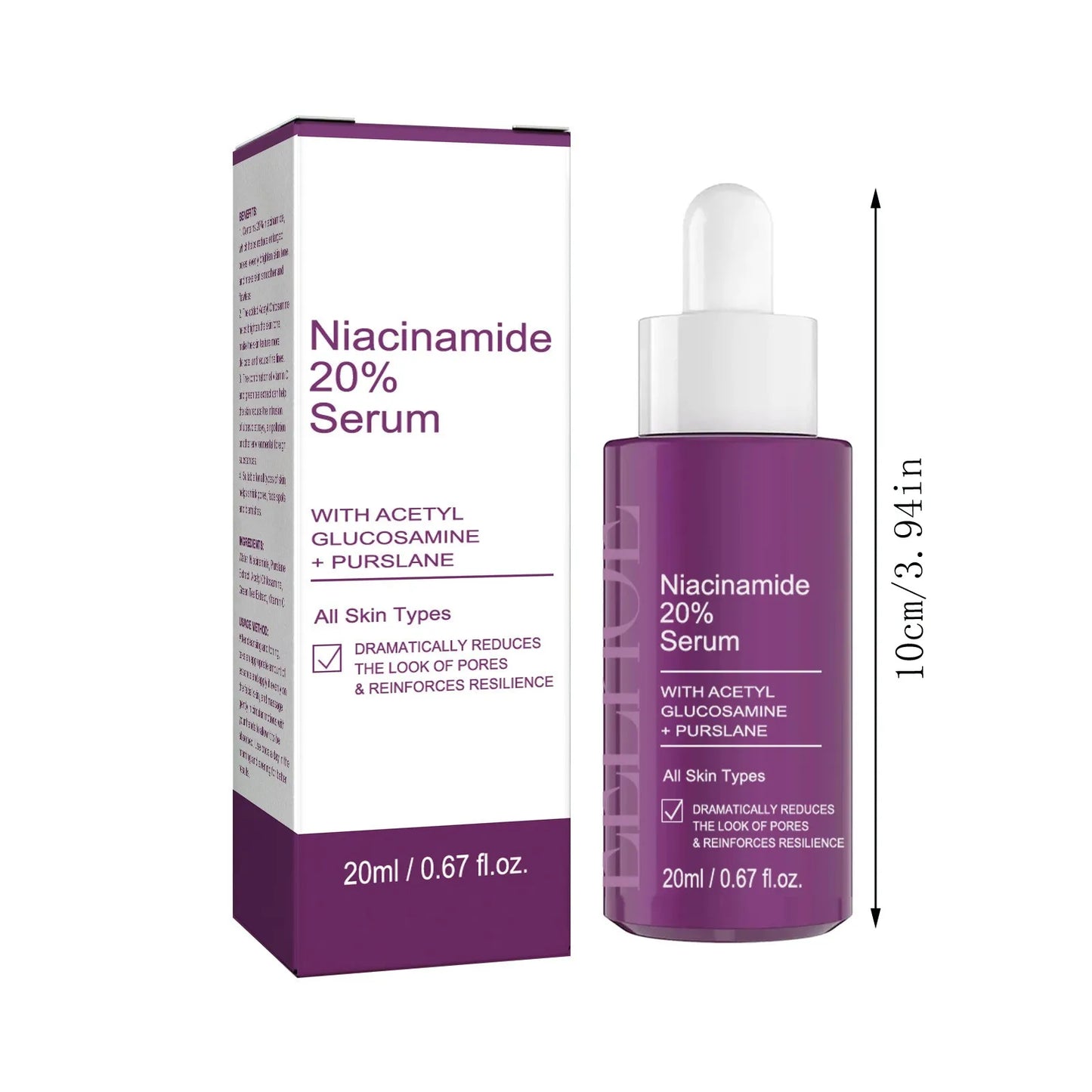 20% Niacinamide B3 Concentrated Serum – Anti-Aging, Discoloration Corrector & Pore-Minimizer (Fragrance-Free, Paraben-Free) – 20