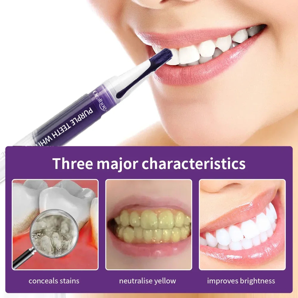 Purple Teeth Whitening Gel Pen – Instant Stain Remover & Color Corrector