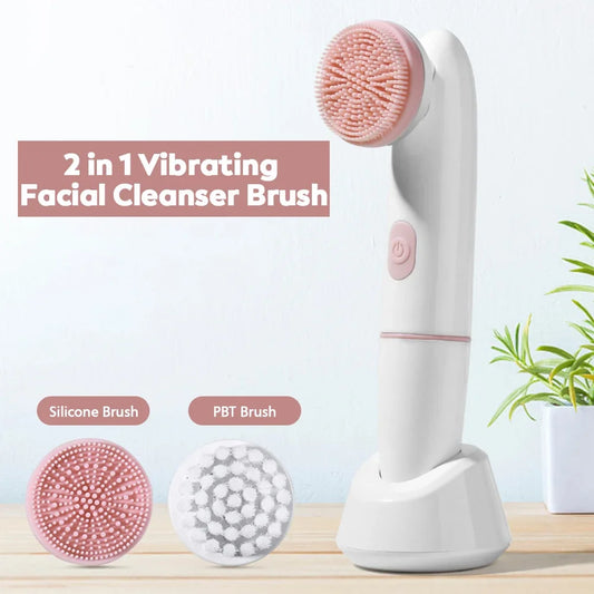 Hailicare 2-in-1 Electric Facial Cleansing Brush – Deep Pore Cleanser, Blackhead Remover & Vibrating Massage Tool (IPX6 Waterproof)